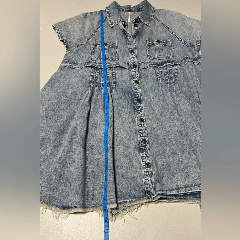 FREE PEOPLE Ronnie Denim Mini Dress In Worn In Wash - Picture 10 of 11
